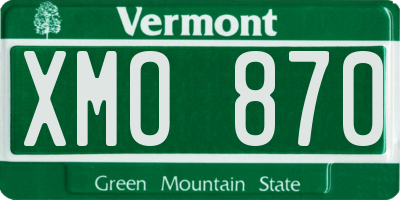 VT license plate XMO870