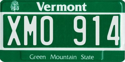 VT license plate XMO914