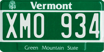 VT license plate XMO934