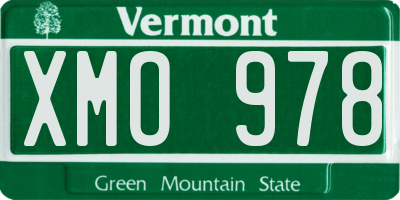 VT license plate XMO978