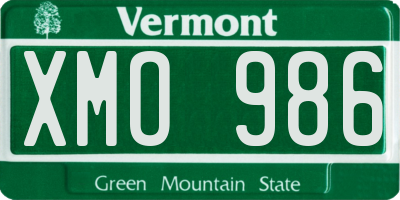 VT license plate XMO986
