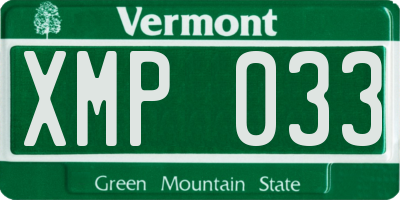 VT license plate XMP033