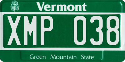 VT license plate XMP038