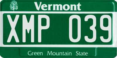 VT license plate XMP039