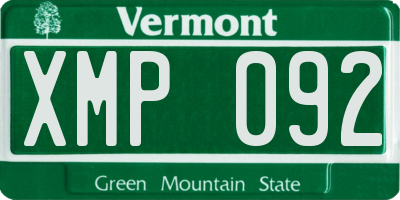 VT license plate XMP092