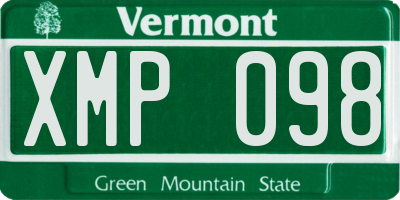VT license plate XMP098