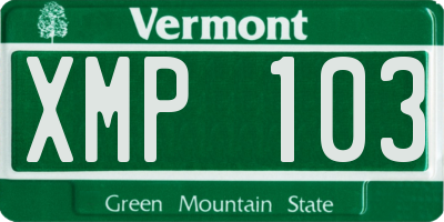 VT license plate XMP103