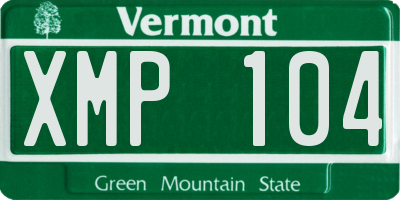VT license plate XMP104