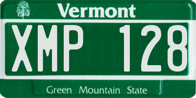 VT license plate XMP128