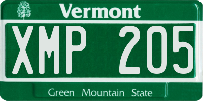 VT license plate XMP205