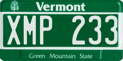 VT license plate XMP233