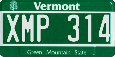 VT license plate XMP314