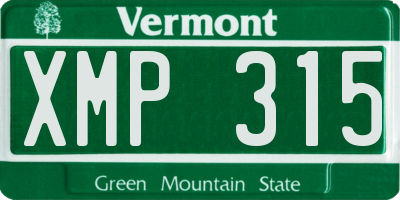 VT license plate XMP315