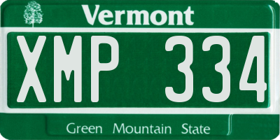 VT license plate XMP334
