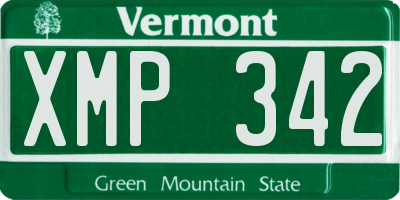 VT license plate XMP342
