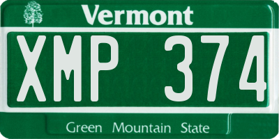 VT license plate XMP374