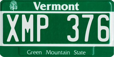 VT license plate XMP376