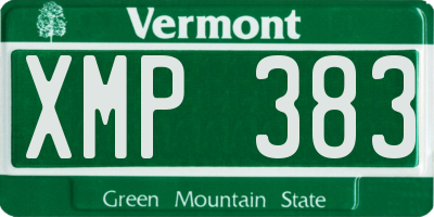 VT license plate XMP383
