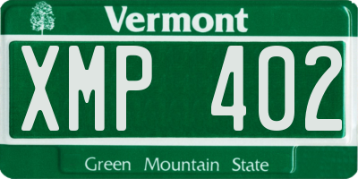 VT license plate XMP402