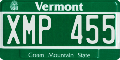 VT license plate XMP455