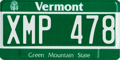 VT license plate XMP478
