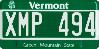 VT license plate XMP494