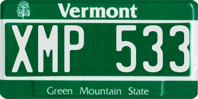 VT license plate XMP533