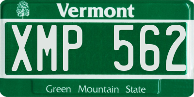 VT license plate XMP562