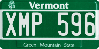 VT license plate XMP596