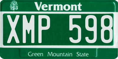 VT license plate XMP598