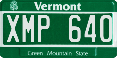 VT license plate XMP640