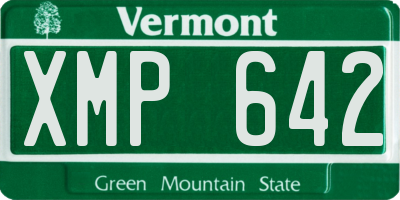 VT license plate XMP642