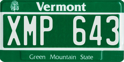 VT license plate XMP643