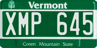 VT license plate XMP645