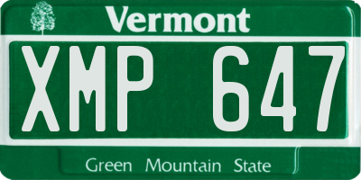 VT license plate XMP647