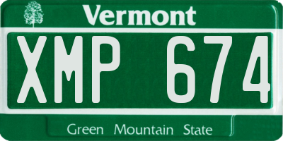 VT license plate XMP674