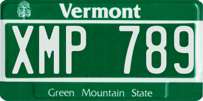 VT license plate XMP789