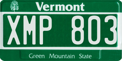 VT license plate XMP803