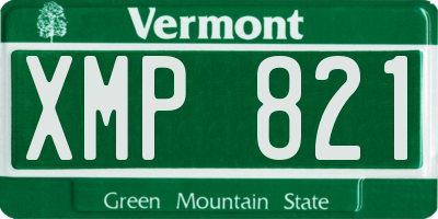 VT license plate XMP821