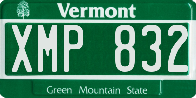 VT license plate XMP832