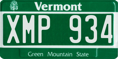 VT license plate XMP934