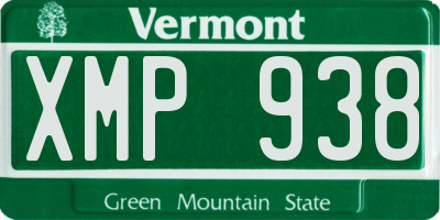VT license plate XMP938