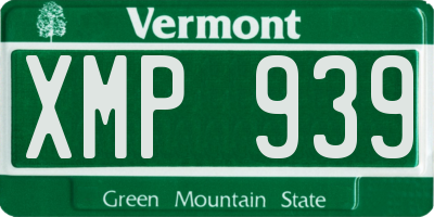 VT license plate XMP939