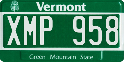 VT license plate XMP958