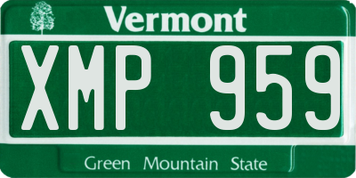 VT license plate XMP959