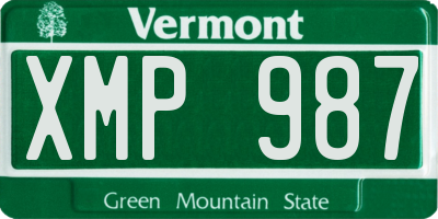VT license plate XMP987