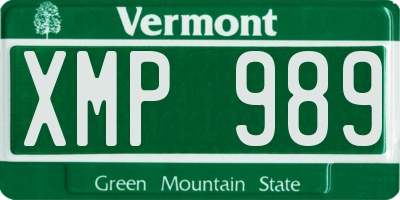VT license plate XMP989