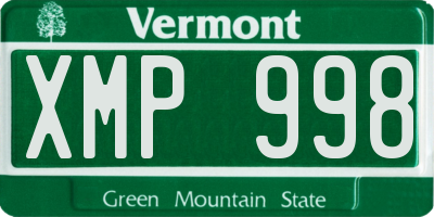 VT license plate XMP998