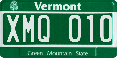 VT license plate XMQ010