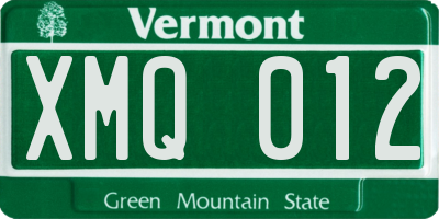 VT license plate XMQ012